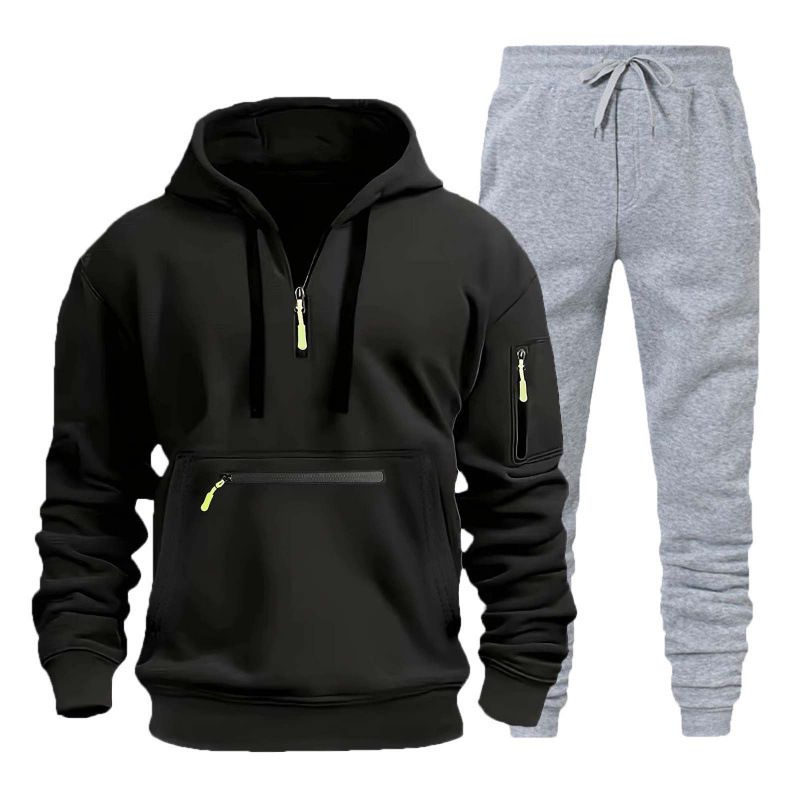 Men's Zip-Up Hoodie With Multiple Pockets - Fleece Lined Pullover Sweatshirt For Casual & Sports Wear_viptrois.com