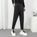 Men's Velcro Jogger Casual Pants Autumn Winter High End Fleece Lined Nine Point Dress Pants_viptrois.com