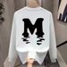 Men's Casual Long Sleeve Round Neck Sweatshirt - Soft Fleece Lined, Loose Fit, Streetwear Style, Letter Print, Black & White Options (S-5XL)_viptrois.com
