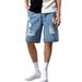 Men's Clothing Summer thin loose simple casual shorts men's retro washed elastic waist ripped straight denim shorts_viptrois.com