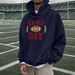 Football Print Hooded Sweatshirt - Unisex Pullover Fleece Hoodie With Customizable Design, Loose Fit & Warm Cotton Blend_viptrois.com