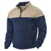 American Heavy Velvet Winter Casual Color Matching Loose Men's Large Size Stand Collar Zipper Sweatshirt Men_viptrois.com
