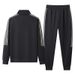 Men's Clothing Men's 3-Stripe Track Suit Set Stand Collar Sweatshirt With Joggers, Casual Sportswear For Running & Gym (Grey/Black/Dark Green) - M-5XL_viptrois.com