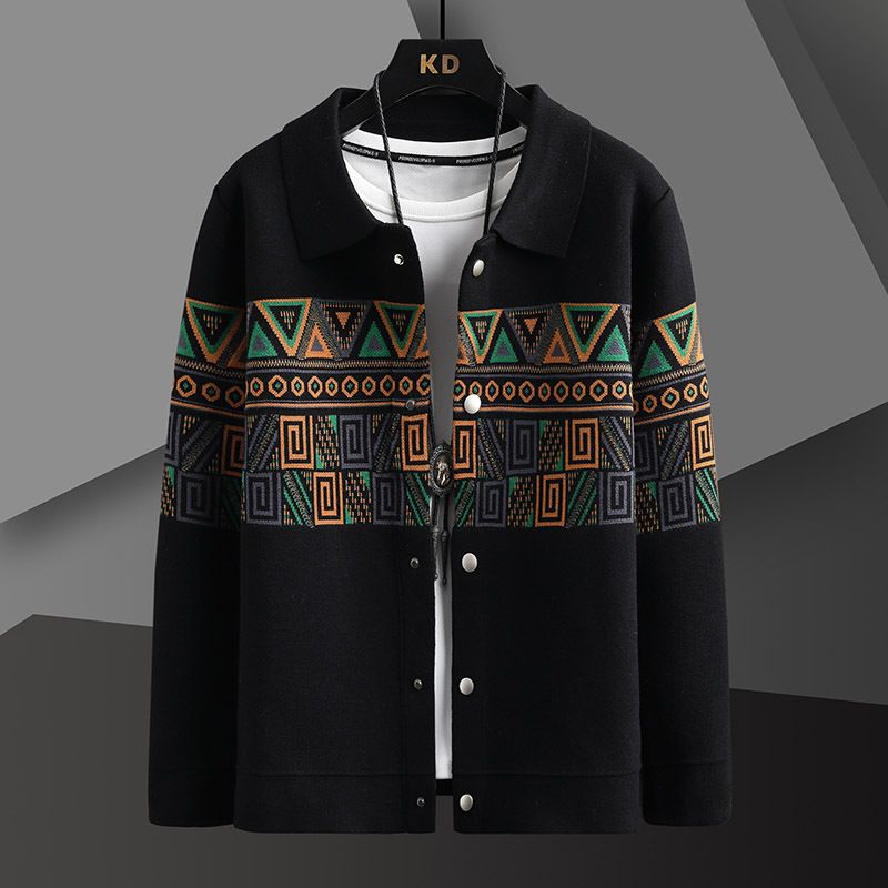 Men's Casual Cardigan Sweater – Spring & Autumn Lightweight Knit (Khaki/Black, M-5XL)_viptrois.com