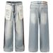 Men's Clothing Neutral High End Washed Blue Pocket Design Men's Loose Jeans_viptrois.com