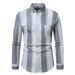 Men's Slim Fit Striped Long Sleeve Shirt – Stretch Acetate Blend, Wrinkle-Resistant & Lightweight (White/Light Grey/Dark Grey/Black/_viptrois.com