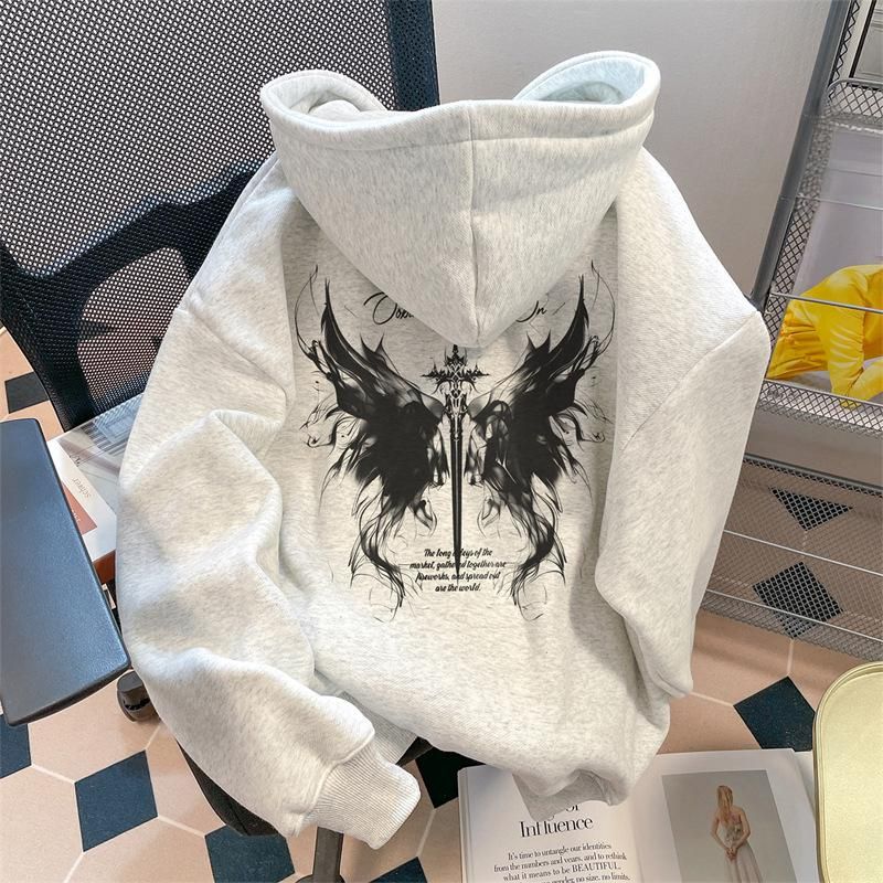 Men's Clothing Men's & Women's Fleece-Lined Hooded Sweatshirt – Retro Unisex Pullover For Autumn & Winter, Loose Fit, Streetwear Style_viptrois.com