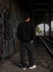 Men's Retro Black Cable Knit Sweater, American Street Style Loose Knit Pullover_viptrois.com