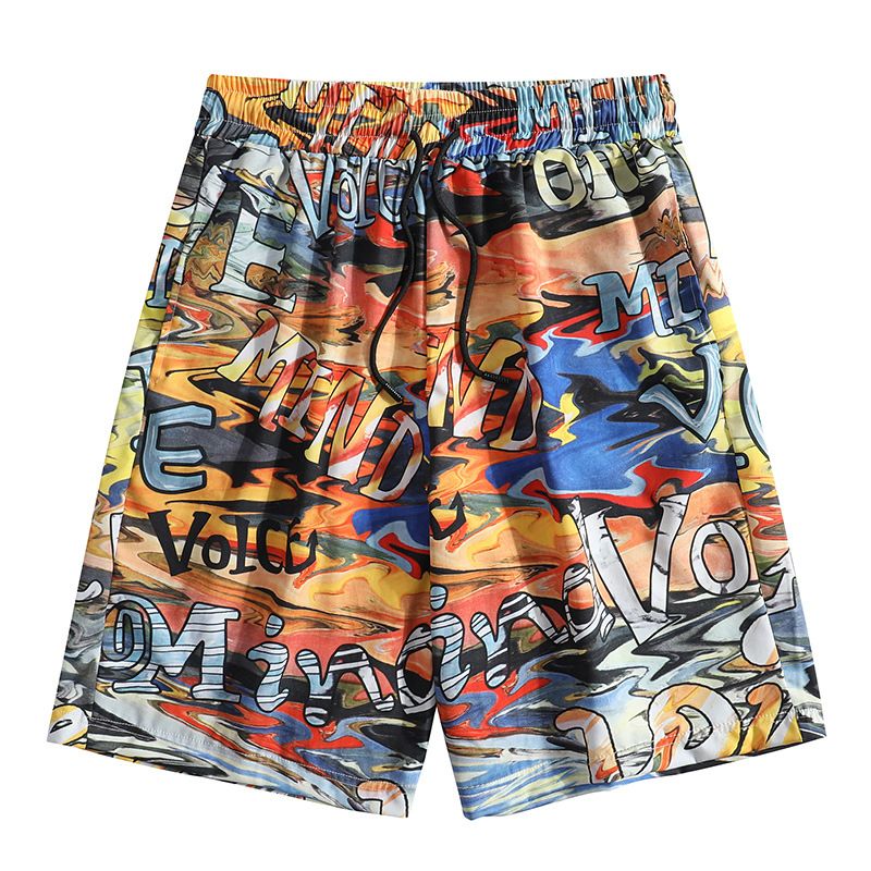 Men's Clothing New Men's Street Fashion Hawaiian Holiday Style Casual Pants Full Version Printing Cross Border Shorts Men_viptrois.com