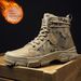 Men's High-Top Lace-Up Winter Boots, Fashionable Outdoor Ankle Boots With Fleece Lining, Warm & Comfortable Casual Shoes For Teens & Adults_viptrois.com