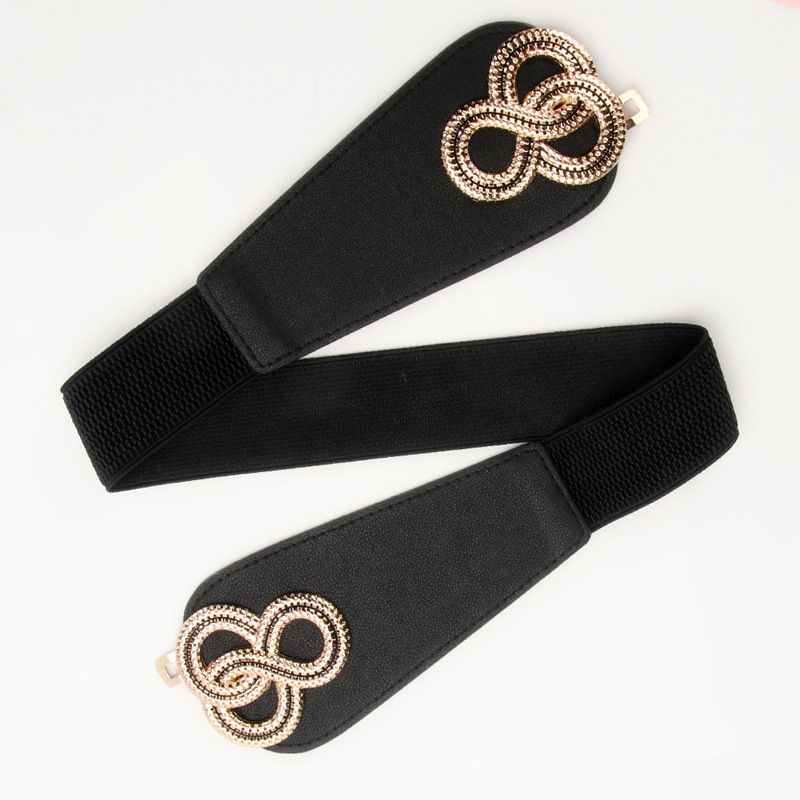New ladies elastic belt retro twist buckle palace wide girdle with skirt coat_viptrois.com