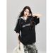 American-style Patchwork Striped V-neck Sporty Loose Short-sleeve T-shirt For Men And Women, Hip-hop Street Style_viptrois.com