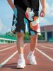 Unbeatable Quality Street Art Abstract Geometric Figure Printed Men's Fitness Running Sports Basketball Shorts_viptrois.com