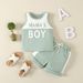 Mother & Kids Children's clothing from one batch 2024 infant and toddler summer sleeveless letter print splicing casual boy small suit_viptrois.com