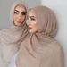 Muslim Headscarf Muslim Scarf High Quality Soft Wide Rim Thin Modal Monochrome Rayon Scarf With Modal Wide Rim Small Hat Set_viptrois.com