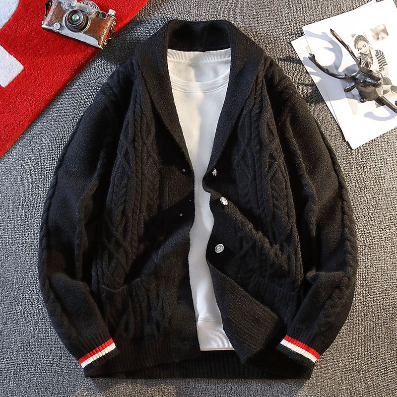 Men's Clothing Men's Knit Cardigan Sweater - V-Neck Button-Up Casual Pullover For Teens & Youth (White/Black/Green, Sizes M-4XL)_viptrois.com