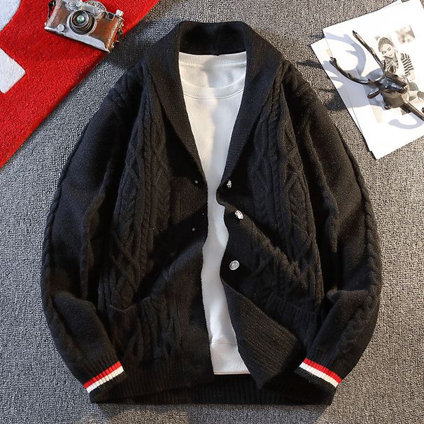 Men's Clothing Men's Knit Cardigan Sweater - V-Neck Button-Up Casual Pullover For Teens & Youth (White/Black/Green, Sizes M-4XL)_viptrois.com