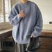 Autumn And Winter Solid Color Texture Knitted Sweater Men's Loose Sweater Round Neck Top Clothes_viptrois.com