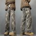 Couple Pants, American High Street Washed Distressed Tie Dye Jeans, Men's Spring And Summer Straight Leg Micro Flared_viptrois.com