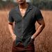 Men's Clothing Fashion Lace Short Sleeved Shirt Casual Button Hollow Perspective Shirt_viptrois.com