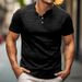 24 Fashion Men's Short Sleeve Button T-Shirt Henley Collar Bamboo Fiber Summer Casual Solid Color Trendy Men_viptrois.com