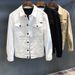 Men's Slim Fit White Denim Jacket - Stylish Casual Workwear Coat With Stand Collar For Spring & Autumn_viptrois.com