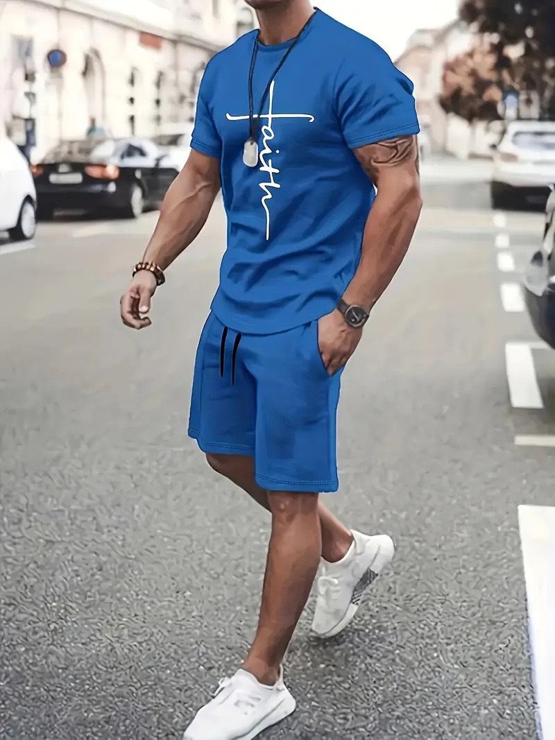 Men's Summer Graphic Print T-Shirt & Shorts Set - Trendy Streetwear Outfit - Lightweight Polyester Fabric - Casual Comfort Fit - Multiple Colors _viptrois.com