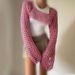 Cross Border Sexy European And American Hollow Knit Sweater Solid Color Round Neck Long Sleeved Knitted Cardigan 2024 New_viptrois.com