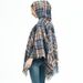 Unisex Cloak Spring and Autumn winter bristle over check with hood cape_viptrois.com