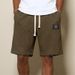 Men's Trendy Brand Label Waffle Knit Summer Casual Sports Shorts Loose Fitting Thin Cool Skin Friendly Five Point Length_viptrois.com