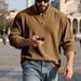 Men's Autumn Corduroy Henley Shirt - Vintage Loose Fit Casual Long Sleeve Top In Khaki, Olive, Grey, Brown, Burgundy, Black (S-Xxxl)_viptrois.com