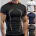 Summer men's fitness training breathable European size quick drying clothes Men's sports fashion short sleeved T-shirt_viptrois.com