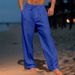 Men’s Clothing Men's Linen Trousers Summer Beach Pants Front Pocket Solid Color Comfortable Breathable Casual Daily Vacation Basic Style_viptrois.com