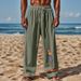Men's Parrot Print Linen Pants – Loose Fit Casual Trousers With Tropical Bird Design (8 Colors, S-XXXL)_viptrois.com