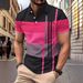 Men's Clothing Summer European And American Men's Daily Casual Striped Print Lapel Short Sleeved Polo Shirt_viptrois.com