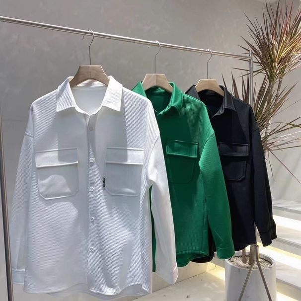Autumn New Lapel Shirt Jacket Men's Trendy Loose Knitted Lining Clothes Men's Trendy Casual Jacket_viptrois.com