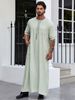 Men's Clothing Turkish Men's Robe Solid Color Loose Button Shirt Men's Robe Thobe_viptrois.com