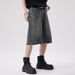 Men's Clothing Retro Trend 7 Point Jeans Summer New Loose Street Fashion Handsome Ripped Shorts_viptrois.com