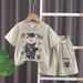 Mother & Kids Children's Short-sleeved Suit,handsome Boy's Summer Suit Boy's Stylish Summer Two-piece Set Popular Cartoon Short-sleeved Suit_viptrois.com