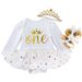 Baby clothes Long Sleeve Baby White Holiday Clothes Suit Letterone One One-piece Child Dress Newborn Birthday Outfit_viptrois.com