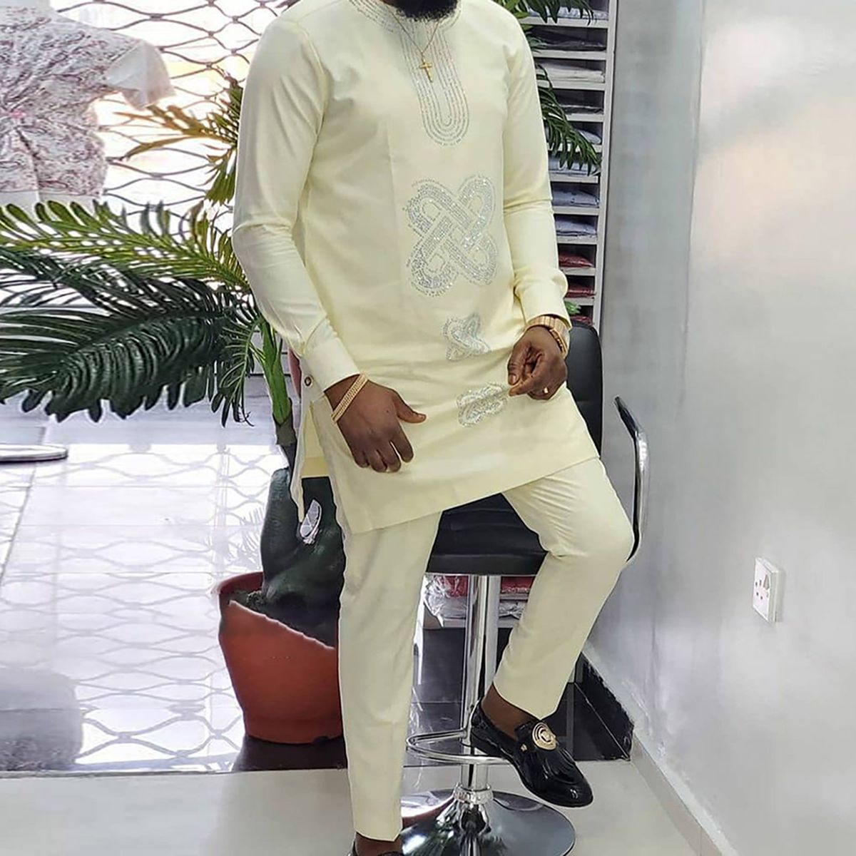 Men's Clothing New Suit African Ethnic Style Diamond Solid Color Casual Men's Suit_viptrois.com
