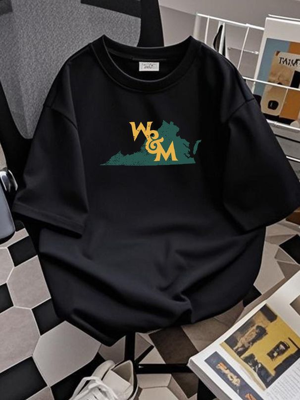 College Of William And Mary Adult T-Shirt State Shape, Athletic Heather, S-5XL Graphic Casual Stylish Streetwear Breathable Comfortable Versatile_viptrois.com