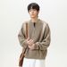 Monochrome Man- Deer Fur Half-Zip Autumn Winter Color Block Warm Knitted Sweater Grid Texture Cardigan Q_viptrois.com
