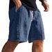Men's Knit Casual Shorts – Summer 5-Inch Elastic Waist Shorts With Jacquard Pattern & Drawstring, Breathable Linen-Blend Fabric Sizing)_viptrois.com