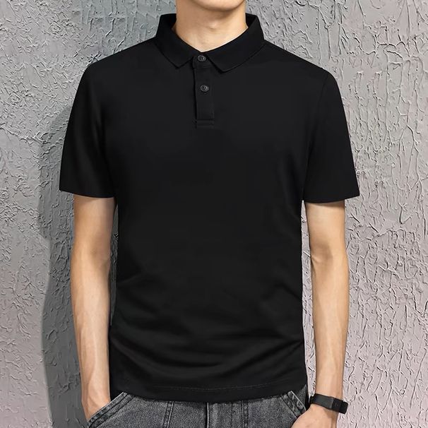 Men's Clothing Men's Polo Shirt Short Sleeved T Shirt Summer Casual Men And Women's Unisex Lapel Top Solid Color_viptrois.com