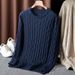 Men's Classic Crewneck Sweater – 100% Cotton, Timeless Cable Knit, Relaxed Fit For Everyday Elegance (Black/Navy/Green/Blue)_viptrois.com