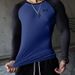 Men's Athletic Long Sleeve T-Shirt Slim Fit Contrast Sleeves Moisture Wicking Running Shirt for Training Gym Workout Top_viptrois.com