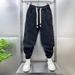 Korean Version Of The New Simple Leg-locking Sports Pants For Men Autumn And Winter 2023 Thickened Casual Pants Youth Solid Color Harem Pants_viptrois.com
