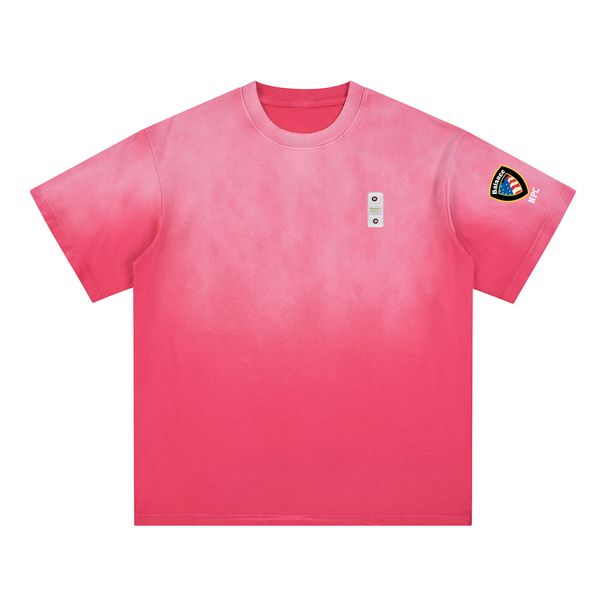 Men's Clothing T Shirt, 250g Heavyweight Pure Cotton, NNXX Round Neck, Short Sleeve, Loose Fit, Washed Gradient Woven Ribbon Sleeve, Badge Print._viptrois.com