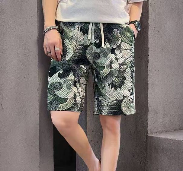 Summer Print Men's Shorts Trendy Design Loose Fit Versatile Sporty And Casual Four Quarter Length Pants_viptrois.com